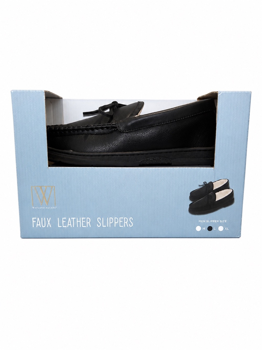 Black Faux Leather Men's Slippers